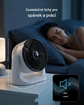 Stolný turbo ventilátor PB-F-28WB-EU, 3 rýchlosti, náklon 90 °, čierno / biely - A