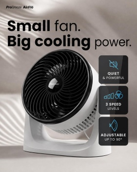 Stolný turbo ventilátor PB-F-28WB-EU, 3 rýchlosti, náklon 90 °, čierno / biely - A