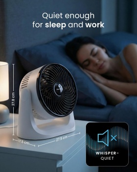 Stolný turbo ventilátor PB-F-28WB-EU, 3 rýchlosti, náklon 90 °, čierno / biely - A