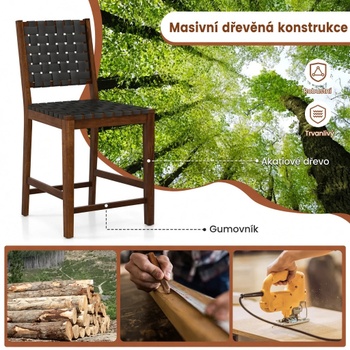 Sada 2 jedálenských stoličiek JV11216DK, 52 x 58,5 x 101 cm, čierno / hnedá - A