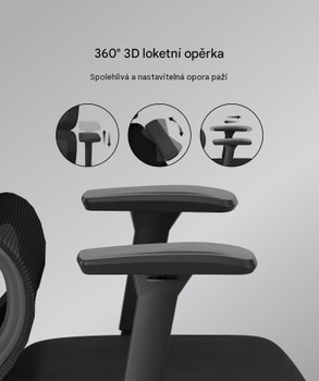 Ergonomická kancelárska stolička C7B-F1-EU, 3D lakťové opierky, čierna - A