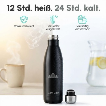 Láhev na vodu Mont-Clair z nerezové oceli 500 ml, černá