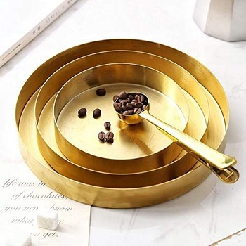 Kulatý zlatý  servírovací podnos Dokot 22 cm