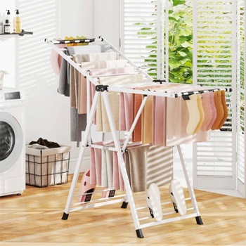Skladací vešiak na oblečenie JZ10329WH, nosnosť 40 kg, biely - A