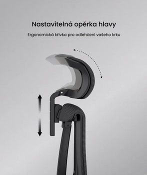 Ergonomická kancelárska stolička C7BB-M2, nosnosť 136 kg, čierna - A