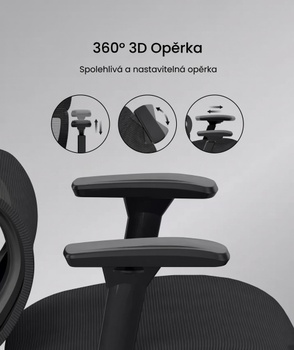 Ergonomická kancelárska stolička C7BB-M2, nosnosť 136 kg, čierna - A