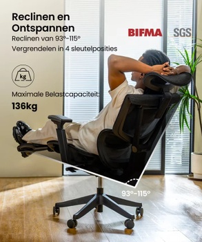 Ergonomická kancelárska stolička C7BB-M2, nosnosť 136 kg, čierna - A
