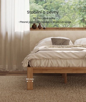 Rám postele z masivního dřeva BF6-RB-M-1420, 140 x 200 cm, přírodní - A