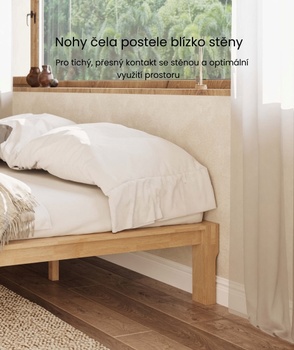 Rám postele z masivního dřeva BF6-RB-M-1420, 140 x 200 cm, přírodní - A