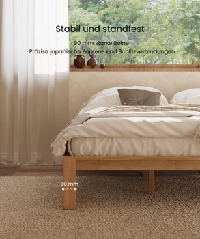 Rám postele z masivního dřeva BF6-RB-M-1420, 140 x 200 cm, přírodní - A