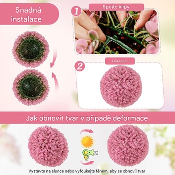 Umelé okrasné gule eukalyptu TAN102HZ69, súprava 2 ks, 44 cm, ružová - A