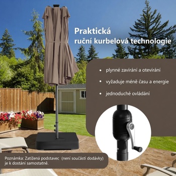 Dvojitý záhradný slnečník NP13261DE-CF, 470 x 280 cm, hnedý - A