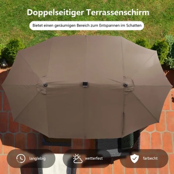 Dvojitý záhradný slnečník NP13261DE-CF, 470 x 280 cm, hnedý - A