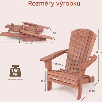 Záhradná stolička WY00688HF-1DE, nosnosť až 180 kg, prírodná - A