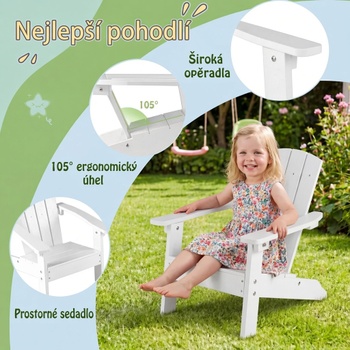 Detská stolička Adirondack NP13053WH-1, sklon 105 °, nosnosť 75 kg, biela - A