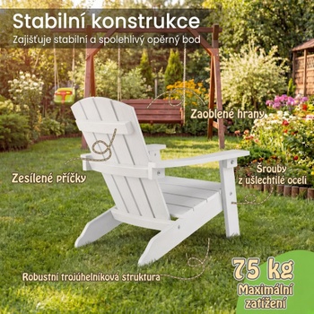 Detská stolička Adirondack NP13053WH-1, sklon 105 °, nosnosť 75 kg, biela - A