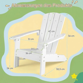 Detská stolička Adirondack NP13053WH-1, sklon 105 °, nosnosť 75 kg, biela - A