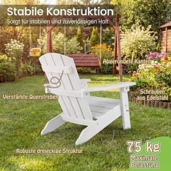Detská stolička Adirondack NP13053WH-1, sklon 105 °, nosnosť 75 kg, biela - A