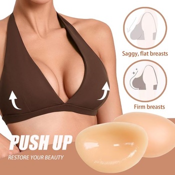 Silikónové vložky do podprsenky s lepidlom – push-up, opakovane použiteľné, mäkký silikón, svetlo