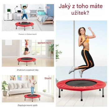 Skladacia fitness trampolína TW10001RE, Ø97 cm, nosnosť 150 kg, červená - A