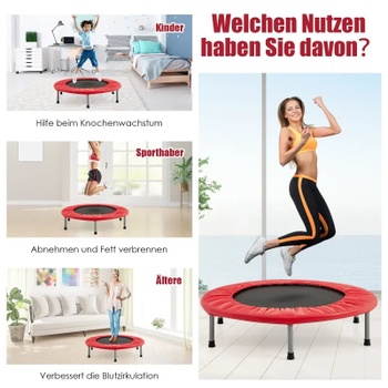 Skladacia fitness trampolína TW10001RE, Ø97 cm, nosnosť 150 kg, červená - A