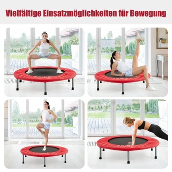 Skladacia fitness trampolína TW10001RE, Ø97 cm, nosnosť 150 kg, červená - A
