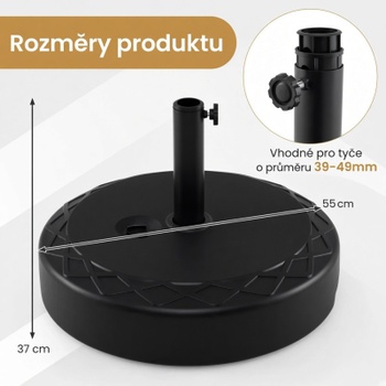 Podstavec slnečníka NP13051DK, 26-52 kg, pre tyče 39-49 mm, čierny - A
