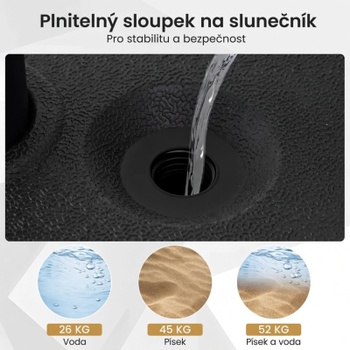 Podstavec slnečníka NP13051DK, 26-52 kg, pre tyče 39-49 mm, čierny - A