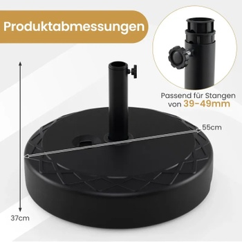 Podstavec slnečníka NP13051DK, 26-52 kg, pre tyče 39-49 mm, čierny - A
