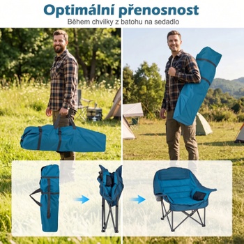 Skladacia kempingová stolička NP12738BL, nosnosť 225 kg, modrá - A