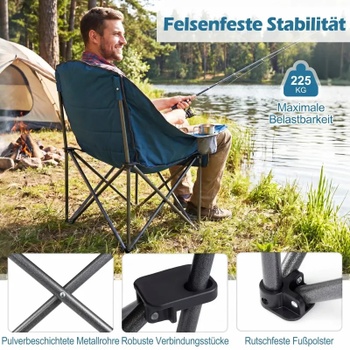 Skladacia kempingová stolička NP12738BL, nosnosť 225 kg, modrá - A