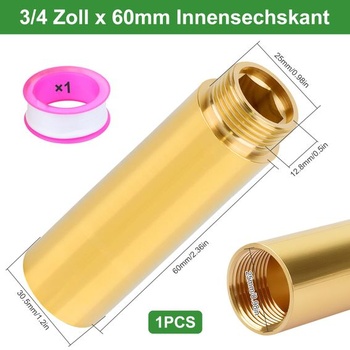 Predlžovací nástavec na kohútik 3/4 palce 60 mm Mosadzné predlžovacie nástavce na kohútik 1 ks