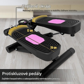 Mini stepper s odporovými gumami SP38347WH, 40 x 31 x 21,5 cm, biely - A