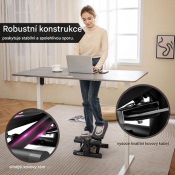 Mini stepper s odporovými gumami SP38347WH, 40 x 31 x 21,5 cm, biely - A