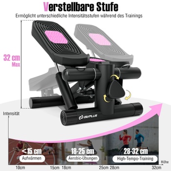 Mini stepper s odporovými gumami SP38347WH, 40 x 31 x 21,5 cm, biely - A