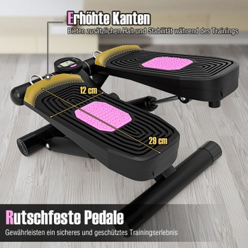 Mini stepper s odporovými gumami SP38347WH, 40 x 31 x 21,5 cm, biely - A