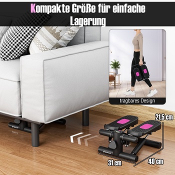 Mini stepper s odporovými gumami SP38347WH, 40 x 31 x 21,5 cm, biely - A