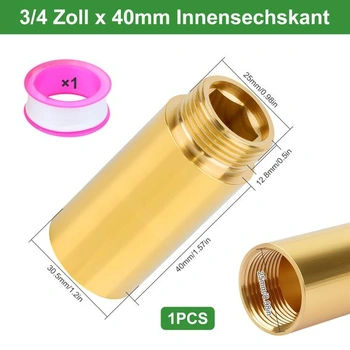 Predlžovací nástavec na kohútik 3/4 palce 40 mm Mosadzné predlžovacie nástavce na kohútik 1 ks