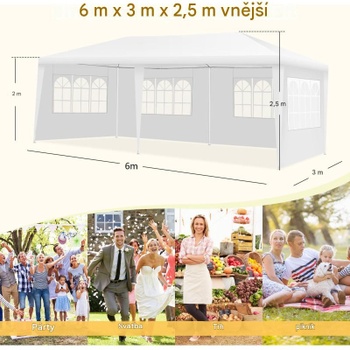 Záhradný pavilón OP3926WH, 3 x 6 m, biely - A
