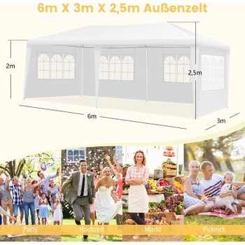 Záhradný pavilón OP3926WH, 3 x 6 m, biely - A
