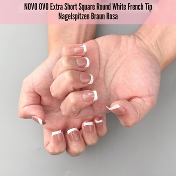 NOVO OVO Extra krátke biele francúzske tipy na nechty, XS XXS štvorcové okrúhle HNEĎ RUŽOVÉ, pre