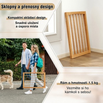 Drevená skladacia zábrana pre psov PS7856NA, 159 x 76 cm, prírodná - A