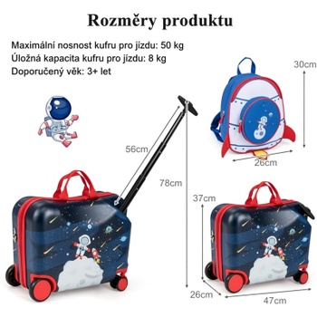 Detský kufor na jazdenie s batohom 100MAX03DK, 18