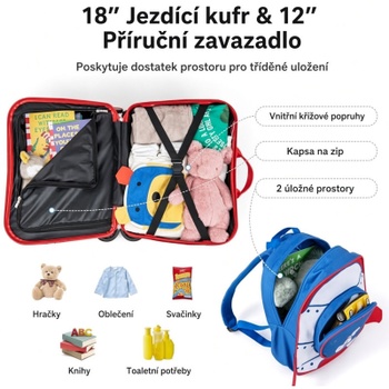 Detský kufor na jazdenie s batohom 100MAX03DK, 18
