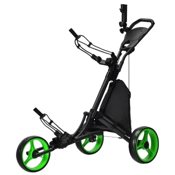 Skladací trojkolesový golfový vozík s nastaviteľnou rukoväťou SP37605LS, čierny - A