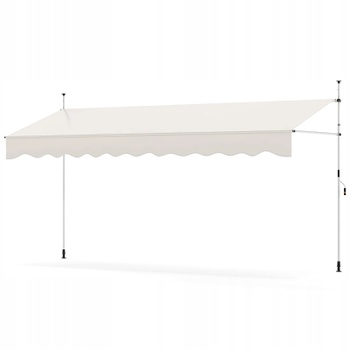 Nastaviteľná balkónová markíza NP12435WH, 400 x 120 cm, výška 210-300 cm, béžová - A