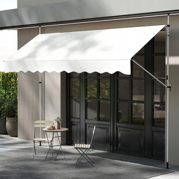 Nastaviteľná balkónová markíza NP12435WH, 400 x 120 cm, výška 210-300 cm, béžová - A