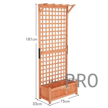 Drevený vyvýšený záhon s mrežou GT4728OR, 75 x 33 x 181 cm, hnedá - A