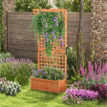 Drevený vyvýšený záhon s mrežou GT4728OR, 75 x 33 x 181 cm, hnedá - A