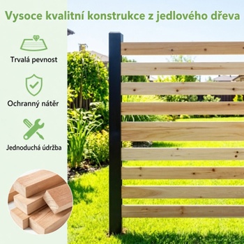 Drevený plot do záhrady NP13274NA, 98 x 107 cm, prírodný - A